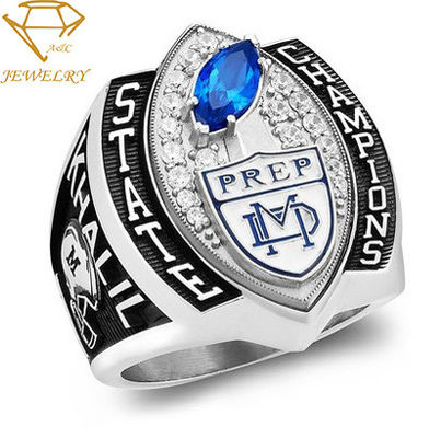 Kundenspezifische Sport-Team Championship Rings Silver Football-Meister Ring With Your LOGO&amp;TEXT